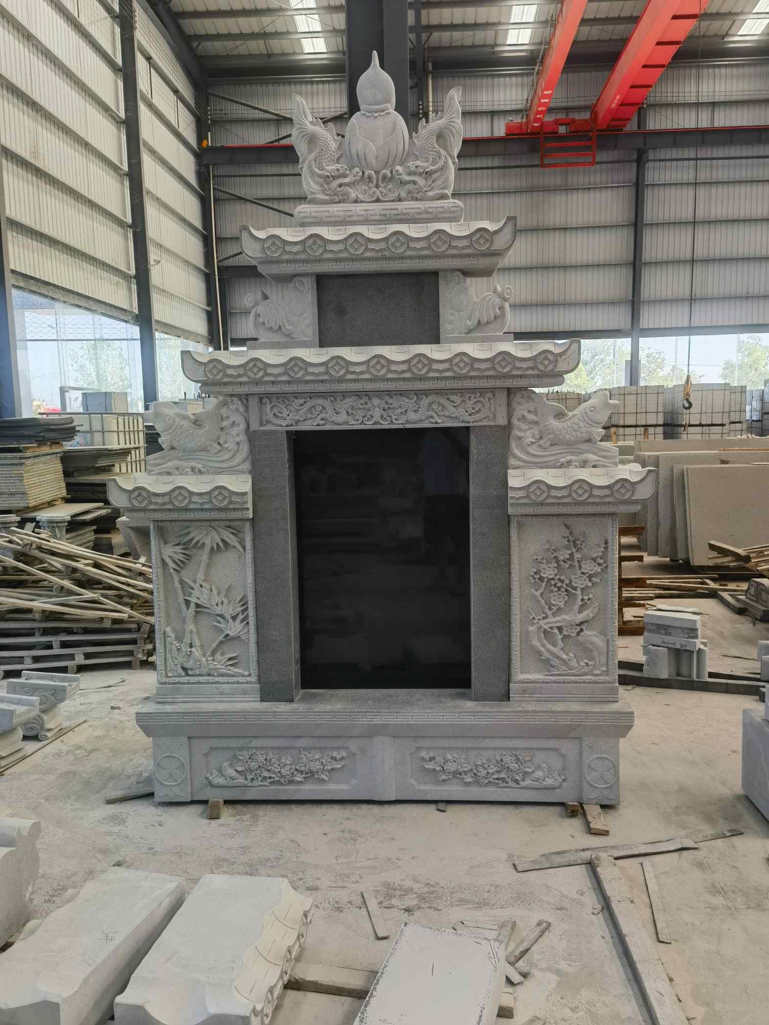 池州 芝麻灰高档墓碑、土墓，一套也支持定做